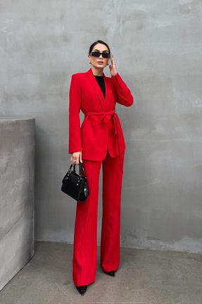 ست بالاتنه و پائین تنه قرمز زنانه بافتنی msm fashion - کد 824947038
