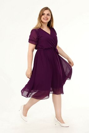 لباس سایز بزرگ بنفش زنانه پلی اورتان modayız - کد 129843777