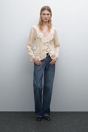 بلوز بژ زنانه ساده Massimo Dutti - کد 892443394