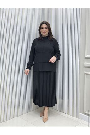 ست بالاتنه و پائین تنه حجاب مشکی زنانه سایز بزرگ GK - کد 891388095