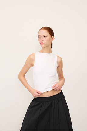 بلوز سفید زنانه ساده Addax - کد 843770794