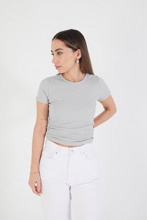 تیشرت طوسی زنانه اسلیم فیت Addax - کد 805734165