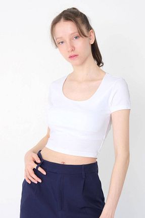 بلوز سفید زنانه ساده Addax - کد 676533097