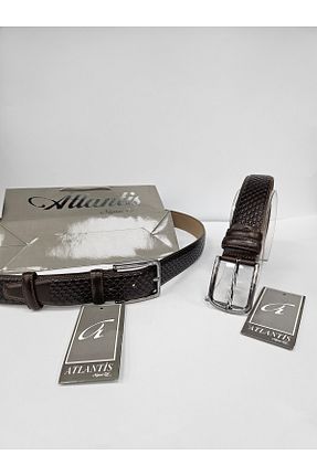 کمربند قهوه ای مردانه چرم خالص Atlantis Collection - کد 891446976
