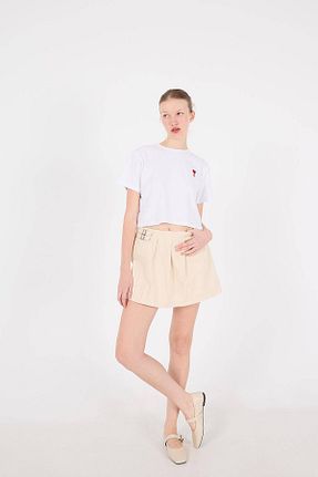 شلوارک و برمودا بژ زنانه فاق بلند Addax - کد 832022131