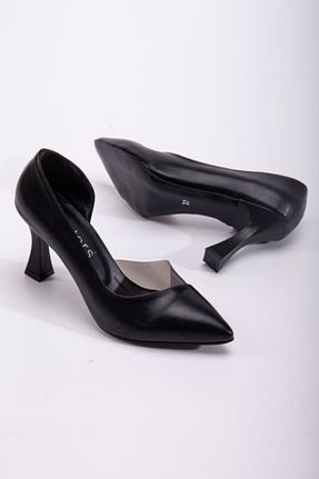 کفش پاشنه بلند کلاسیک مشکی زنانه چرم مصنوعی DİGGO - کد 891511682