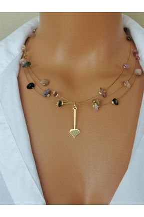 گردنبند جواهر زرد زنانه مس LemaStone - کد 891520460
