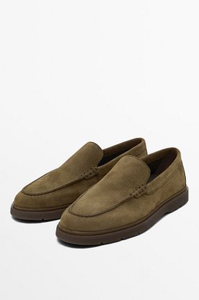 کفش لوفر خاکی مردانه چرم خالص Massimo Dutti - کد 891510105