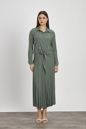 ست بالاتنه و پائین تنه خاکی زنانه بافتنی Rays - کد 891483879