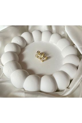 گوشواره جواهر زرد برنجی LUZ - کد 875802121