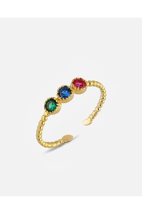 انگشتر نقره طلائی زنانه 925 عیار MEKS PRIVE - کد 891527508