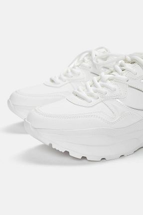 کفش اسنیکر سفید زنانه بند دار Pull & Bear - کد 891540360