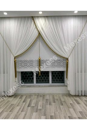 پرده توری سفید ریل دار Mexess - کد 861439193