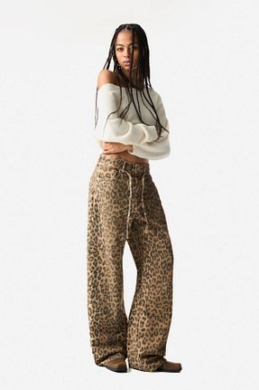 شلوار قهوه ای زنانه پنبه ای Pull & Bear - کد 889939410