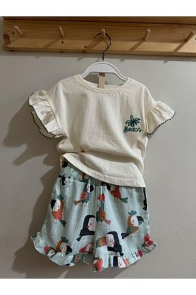 ست بالاتنه و پائین تنه سبز بچه گانه پنبه ای minibambi - کد 814841821