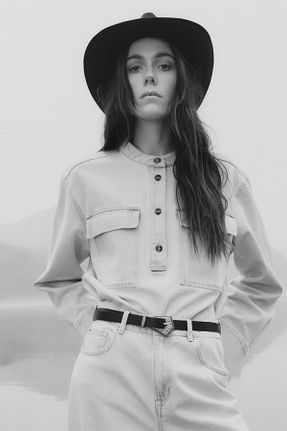 پیراهن آبی زنانه اورسایز H&M - کد 893423927