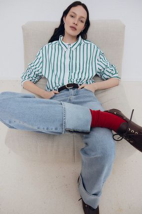 شلوار جین آبی زنانه پاچه ساده H&M - کد 892640087