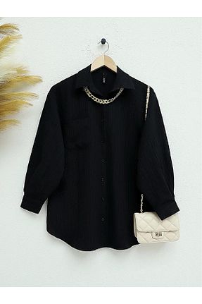 پیراهن مشکی زنانه یقه پیراهنی MACMODA - کد 891562287