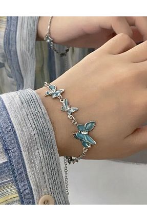 دستبند استیل (فولاد) آبی زنانه رودیوم AurorAccessory - کد 891604863