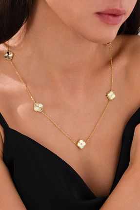 گردنبند نقره طلائی زنانه 925 عیار AcestesDesign - کد 891632251