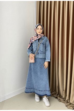 ست بالاتنه و پائین تنه حجاب آبی زنانه اورسایز tumabutik - کد 892591332