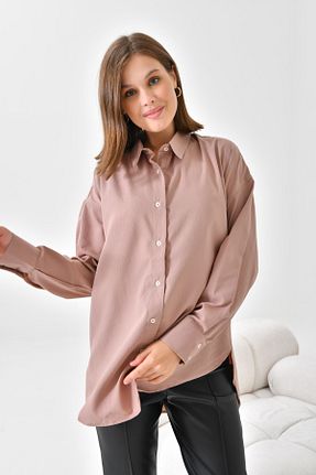 پیراهن قهوه ای زنانه اورسایز Suffy - کد 891653028