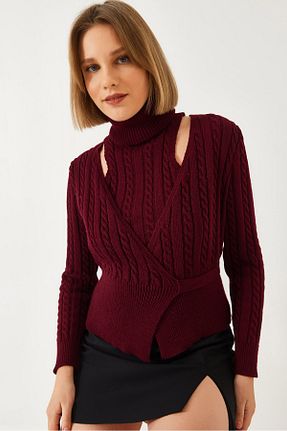ست بالاتنه و پائین تنه زرشکی زنانه تریکو Bianco Lucci - کد 891705517