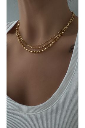 گردنبند استیل ( فولاد ) طلائی زنانه استیل (فولاد) Vi store - کد 891727274