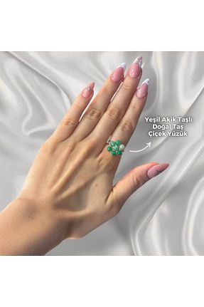 انگشتر جواهر سبز زنانه سنگ طبیعی Elifsu Jewelry - کد 891734171