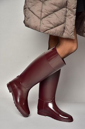 چکمه زرشکی زنانه چرم مصنوعی Fox Shoes - کد 878235376