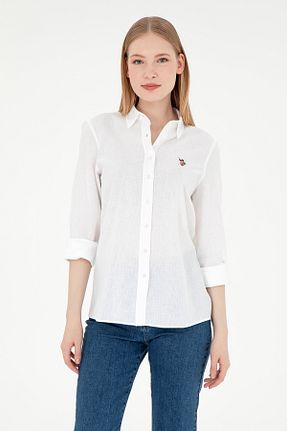 پیراهن سفید زنانه یقه پیراهنی U.S. Polo Assn. - کد 891748974