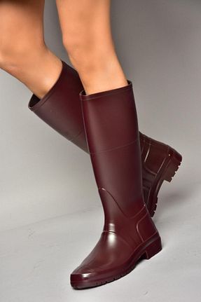 چکمه زرشکی زنانه چرم مصنوعی Fox Shoes - کد 878235371