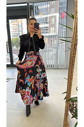 دامن مشکی زنانه ساتن caddstore - کد 891750656