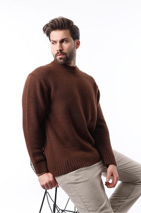 پلیور قهوه ای مردانه ساده Madmext - کد 891750388