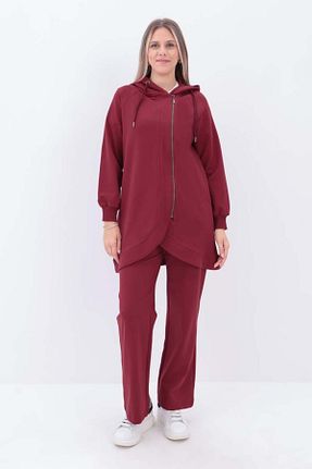 ست گرمکن زرشکی زنانه پنبه - پلی استر - الاستین ALLDAY - کد 892854085