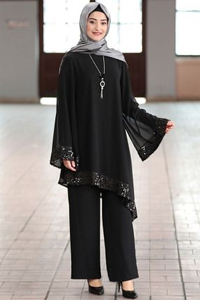 ست بالاتنه و پائین تنه حجاب مشکی رگولار modapodyum - کد 891786978