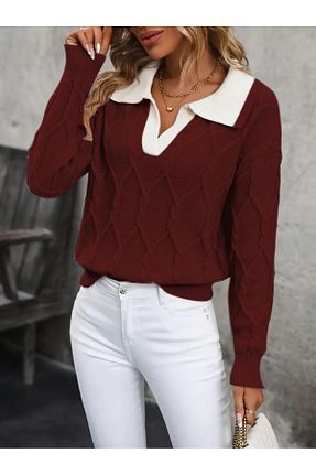 پلیور زرشکی زنانه طرح دار citystyle - کد 891786322