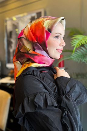 روسری رنگی کرپ ساتن ابریشم Armine - کد 834028179