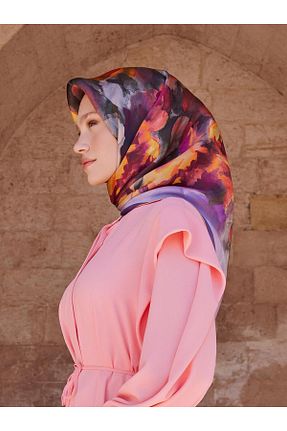 روسری رنگی کرپ ساتن ابریشم Armine - کد 801448043