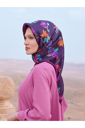 روسری رنگی کرپ ساتن ابریشم Armine - کد 801448002