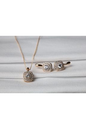 ست جواهر صورتی زنانه رودیوم Nilsu Jewellery Accessory - کد 890290199