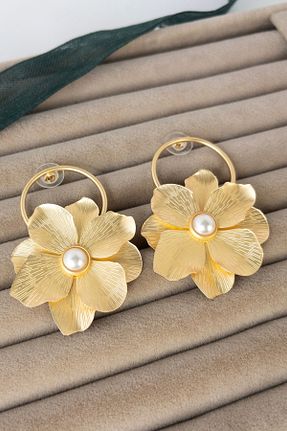 گوشواره جواهر طلائی مروارید Tasarım - کد 886608802