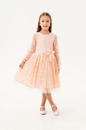 لباس مجلسی و فارغ التحصیلی صورتی بچه گانه دانتل Eray Kids - کد 890845344