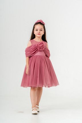لباس مجلسی و فارغ التحصیلی صورتی بچه گانه توری Eray Kids - کد 884892960