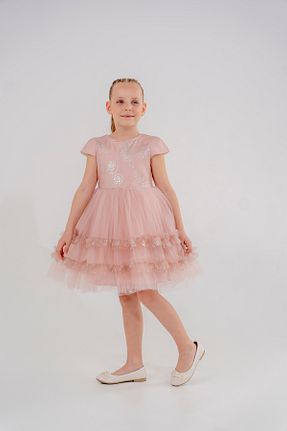 لباس مجلسی و فارغ التحصیلی صورتی بچه گانه توری Eray Kids - کد 884229100