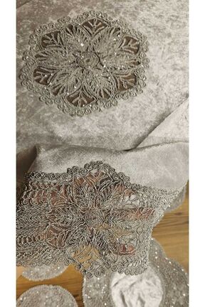 رومیزی طوسی مخمل LİNDENİ HOME - کد 818590491