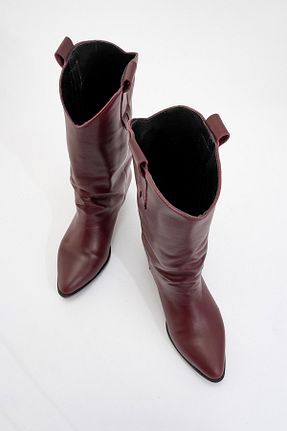 چکمه زرشکی زنانه چرم خالص luvishoes - کد 891997602