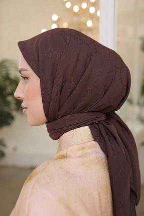 روسری قهوه ای پنبه ای QASSA SHAL - کد 893314140