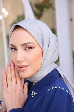 روسری طوسی پنبه ای QASSA SHAL - کد 893315218