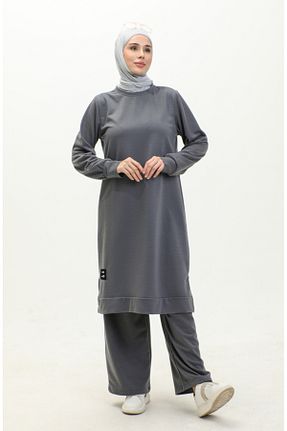 ست بالاتنه و پائین تنه حجاب طوسی زنانه Relaxed sefamerve - کد 892006898